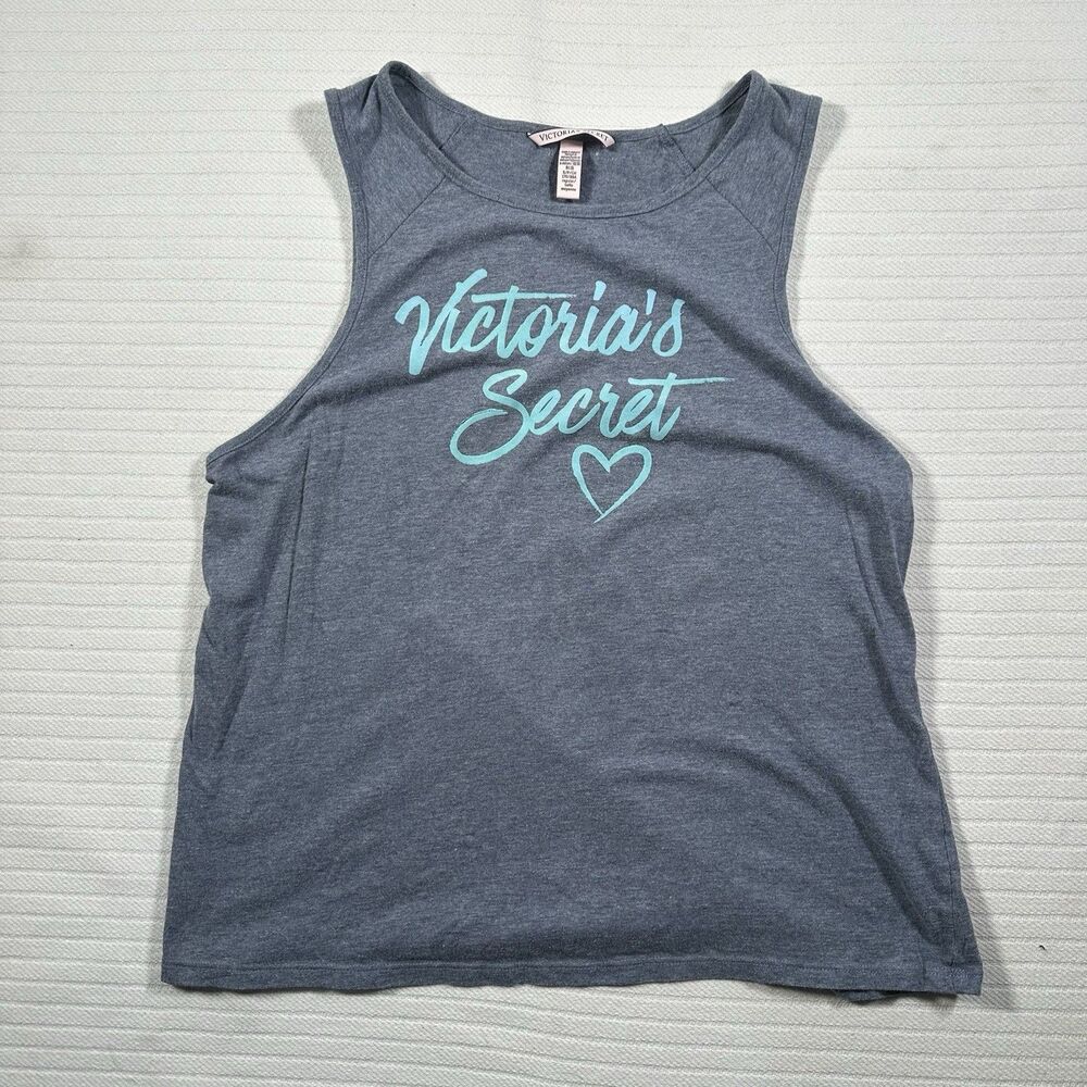 Victoria’s Secret Women’s Size Small Gray Graphic Tank Top Logo